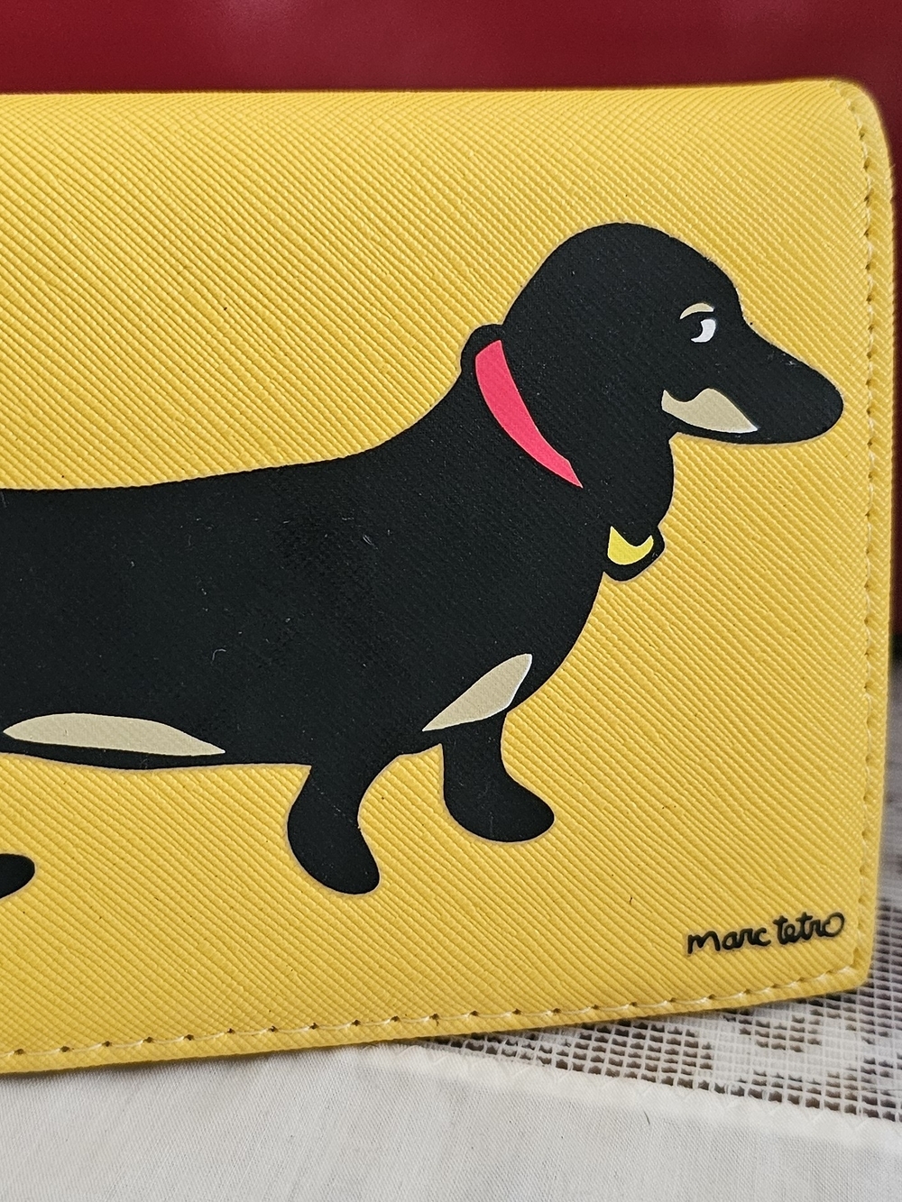 Marc Tetro Yellow Dachshund Passport Wallet
